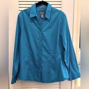 Chico's Turquoise Button Down Shirt size 2 (Medium 12)